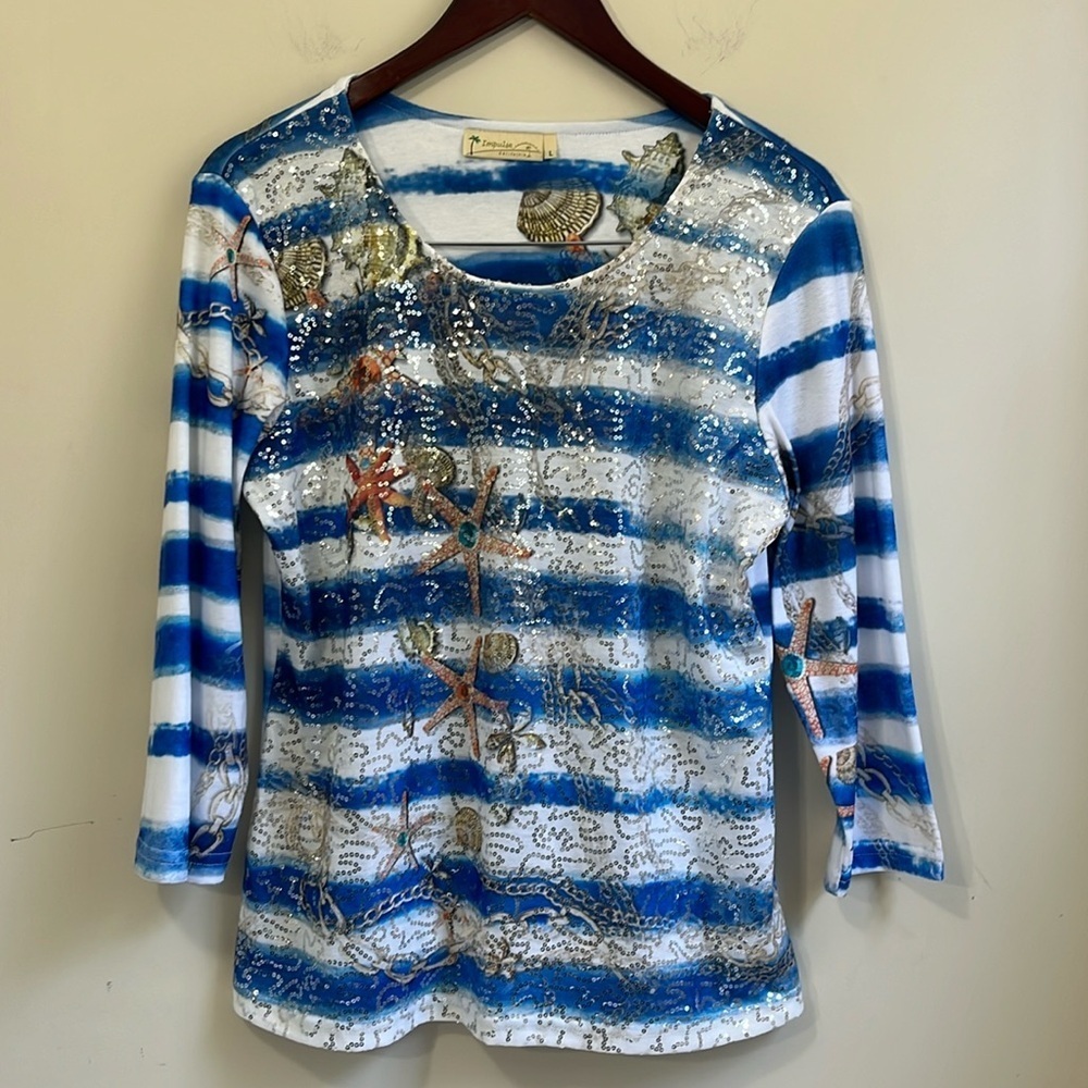 Impulse California Women’s 3/4 Length Sleeve Blouse Size Large